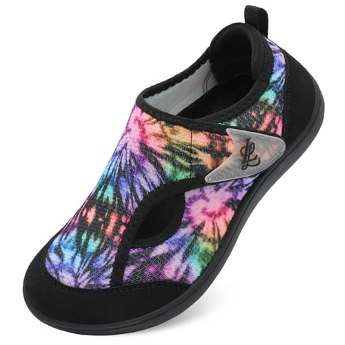 LeIsfIt Women's Wide Toe Box Walking Shoes Comfortable Diabetic Shoes Zero Drop Barefoot Sneakers Adjustable for Edema Swollen Feet Multi Size 8.5