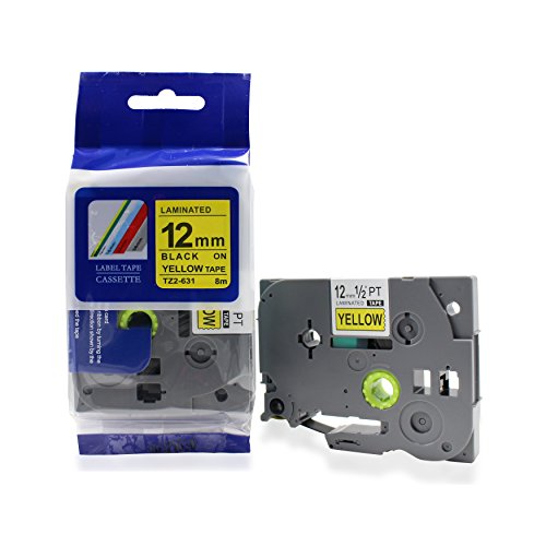 Fita Compatível TZ-631 Tze-631 Amarela 12mm para Rotulador Brother PT-H105 PT-H110 PT-D210 PT-D400 P