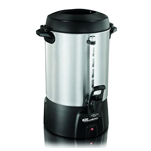 Proctor Silex Commercial 45060R Coffee Urn 60 Cup Aluminum, One Hand Dispensing, Coffee Level Indicator, 16.93" Height, 11.73" Width, 12.56" Length, Stainless Steel