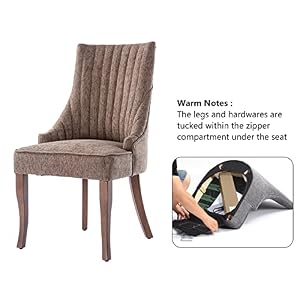 mikibama Linen Dining Chairs Set of 2 Channel Tufted Kitchen Dinner Chair Comfy Fabric Upholstered Accent Chair for Dining Room with Solid Wood Legs (Brown) mikibama Linen Dining Chairs Set of 2 Channel Tufted Kitchen Dinner Chair Comfy Fabric Upholstered Accent Chair for Dining Room with Solid Wood Legs Brown