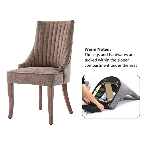 mikibama-Linen-Dining-Chairs-Set-of-2-Channel-Tufted-Kitchen-Dinner-Chair-Comfy-Fabric-Upholstered-Accent-Chair-for-Dining-Room-with-Solid-Wood-Legs-Brown mikibama Linen Dining Chairs Set of 2 Channel Tufted Kitchen Dinner Chair Comfy Fabric Upholstered Accent Chair for Dining Room with Solid Wood Legs Brown