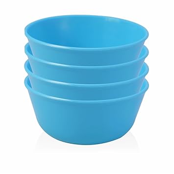 Wonder Homeware Sigma 500 Unbreakable BPA Free Plastic Bowl Set for Microwave Safe, Dishwasher Safe, 4 Pcs, 650 ml (Cyan)