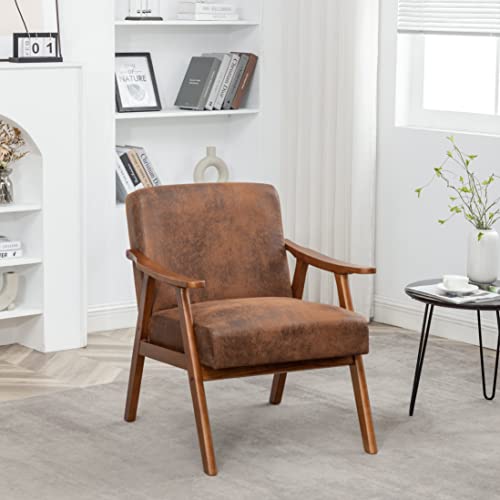 Dks Accent Chairs, Living Room Chairs With Solid Wood Frame, Mid Century Modern Chairs With Microfiber Upholstery, Reading Armchairs For Complementing Bedroom, Living Room Space (Light Brown) #TOP1