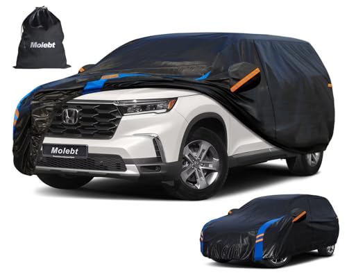 Image of Custom Fit SUV Car Cover for Honda Pilot (2008-2026), Upgraded Waterproof All Weather Outdoor Auto Cover with Driver Door Zipper & Mirror Pockets, UV /Snow /Dust Protection
