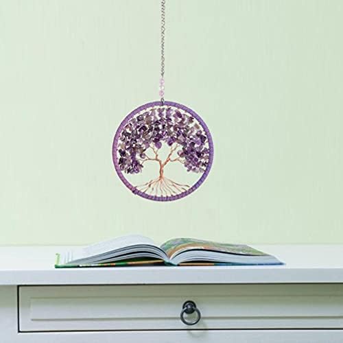 LIOOBO Tree of Life Wall Hanging Tree of Life Dream Catchers Macrame Home Wall Decorations 11CM (Purple)