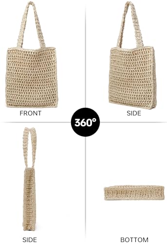 Beach Straw Purse For Women: Large Straw Bags Crossbody Shoulder Handbags - Raffia Woven Tote Purse For Summer Vacation