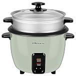 EMtronics EMRCDSSG1 Rice Cooker 1 Litre with Automatic Cooking, Steamer Tray and Warmer Function with Removable Non-Stick Bowl, Measuring Cup and Spatula 400W - Sage Green