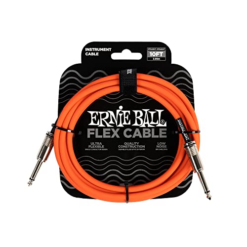 Image of Ernie ball 6416 10FT Flex 1 /4 inch TS Male Straight to Same Instrument Cable Orange