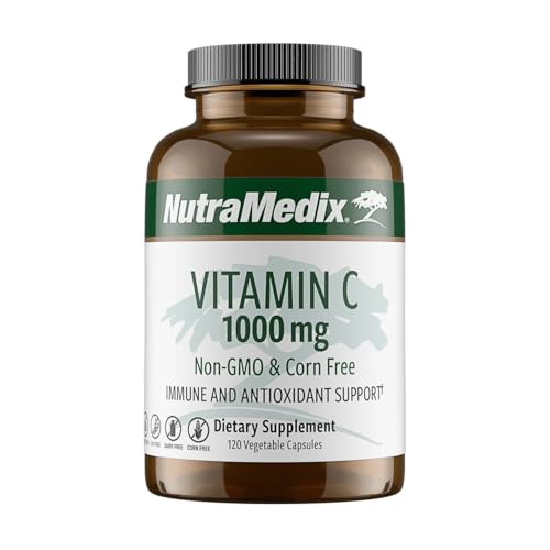 NutraMedix Corn-Free Vitamin C Capsules - Antioxidant & Seasonal Immune Support - Vitamin C Supplement with Ascorbic Acid Sourced from Tapioca - 1000 mg (120 Vegetable Capsules)