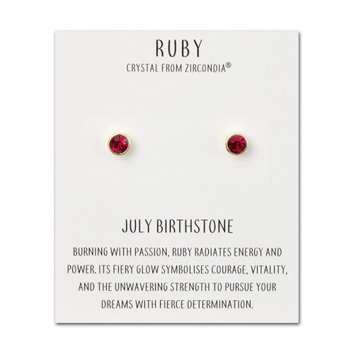 Philip Jones 18k Gold Plated July (Ruby) Birthstone Earrings Created with Zircondia® Crystals