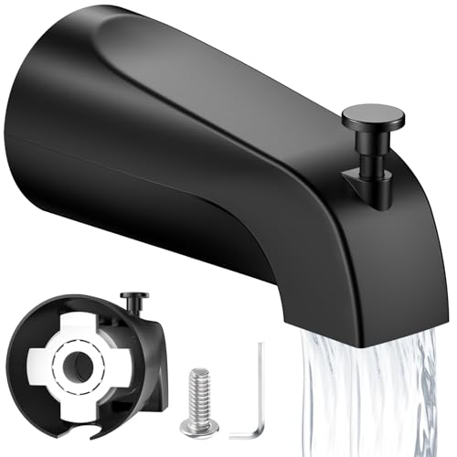 Tub Spout with Diverter – Slip-Fit Bathtub Faucet Spout Replacement, 1/2” Copper Pipe Connection, Easy to Install, Universal for Bathroom Shower (Matte Black)