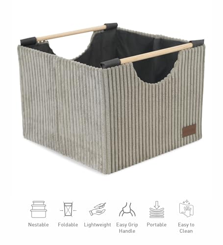 Image of OBSESSIONS Compact and Durable Foldable Laundry Basket ? Maximize Space with a Multi-Storage Design, Easy to Use and Travel-Friendly, Taupe Color,Dimensions (W)26 x (L)28 x (H)23 cm