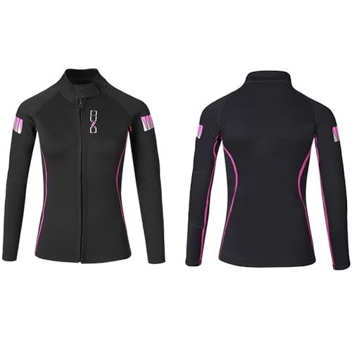 Camiseta de neopreno 1.5MM para mujer con manga larga y cierre frontal, chaqueta térmica para buceo, surf, natación y snorkel en agua fría miniatura 3