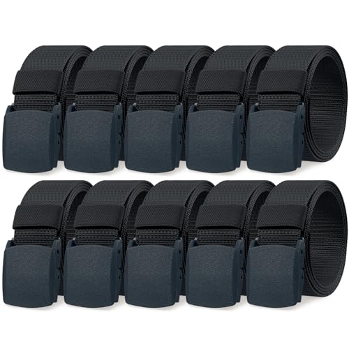 Tarpop 10 Pack Nylon Military Belts for Men Canvas Web Woven Waist Breathable Nylon Belt for Men, 47 Inch