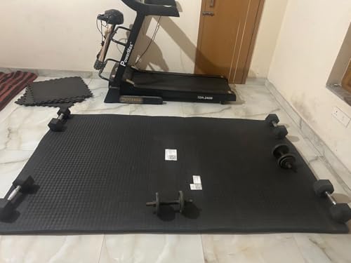 Image of ProGrip by Dhara EVA Rubber Gym Mat 8x5 Feet | 30mm Thick Heavy Duty Exercise Flooring for Treadmill, Dumbbell & Weightlifting Area | Anti-Slip, Shock Absorbing, Noise Reduction | Black