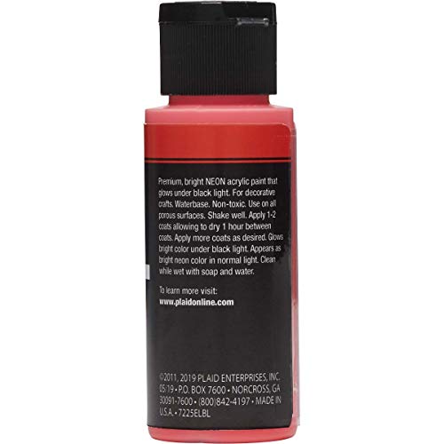 Image of FolkArt Neon Blacklight Acrylic Paint, 2 oz., Red