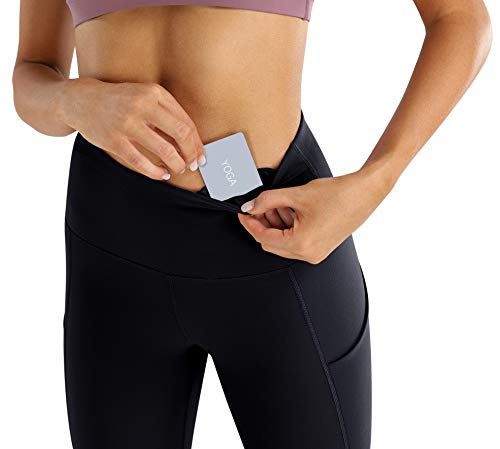 Calça de ioga TQD de cintura alta para mulheres, calça de ioga com bolso e controle de barriga para