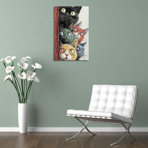 Poster chat mignon et touchant : une toile vintage réconfortante pour embellir votre chambre