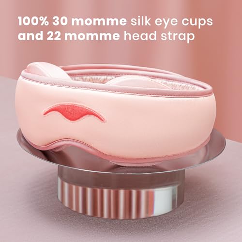 Image of Manta Silk Mask - 100% Blackout Silky Sleep Mask, 22 Momme Premium Silk Eye Mask for Deep Sleep, Breathable & Machine Washable (Pink)