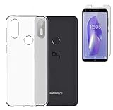 Todobarato24h Funda Transparente Compatible con BQ Aquaris C (5.45) TPU Lisa Silicona + Protector Cristal Templado