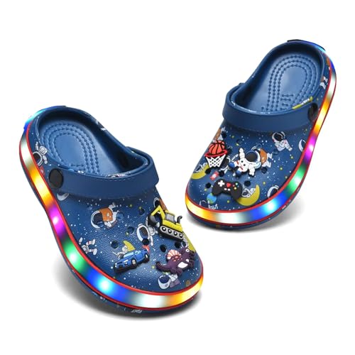 Image of XPKWS Toddler Kids Clogs Boys Girls LED Garden Shoes Light up Sandals Slip on Quick Dry Beach Slippers