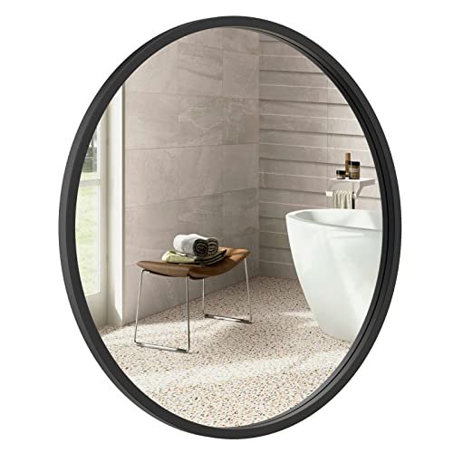 Fuwu Home Black Round Wall Mirror 24 Inch Circle Mirror With Metal Frame For Bathroom Vanity Mirror Bedroom Entryway Hallway Wall Decor(24" Iron Frame Black) #TOP7