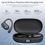 Open Ear Headphones, Bluetooth Headphones 5.3 Sports with Smart Digital Display, 36H Playtime, IP54 Waterproof, Wireless Earbuds Lightweight Design Fit Cycling, Running, Workout (Black) - Image 2