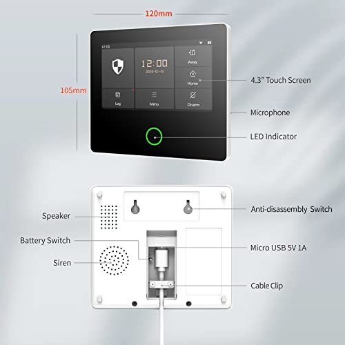Staniot 8-Piece Home Security System, Secpanel 5 Wireless Alarm System Kit, Ips Touch Screen Panel, Door Sensor, Motion Sensor, Remote Control, High Decibel Siren For Home Security, Work With Alexa #TOP4