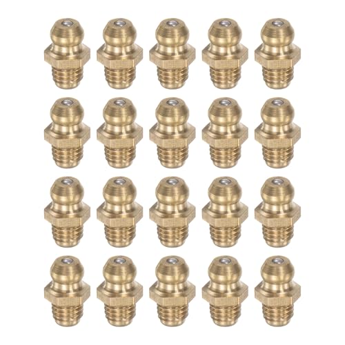Image of uxcell Brass Straight Grease Fitting 1 /4 inch-28 Thread 8mm Width Hydraulic Grease Fitting Accessories, 20Pcs