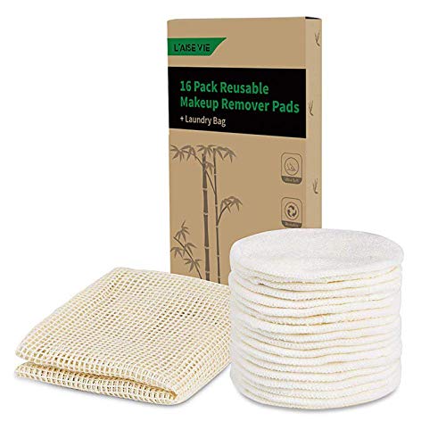 Reusable Makeup Remover Pads 16 Bamboo-Remover Pads Cotton Rounds Washable Reusable Cotton Pads for All Skin Types with Cotton Laundry Bag