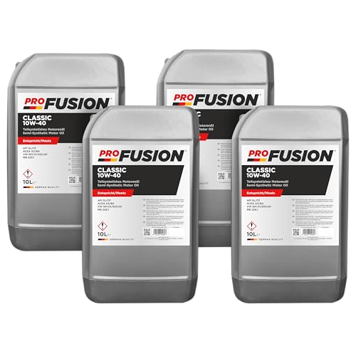 ProFusion Aceite de Motor 10W-40 Semisintético Gasolina y Diésel 40L (Pack de 4 x 10L) – Protección Duradera y Limpieza Eficiente – API SL/CF, ACEA A3/B4
