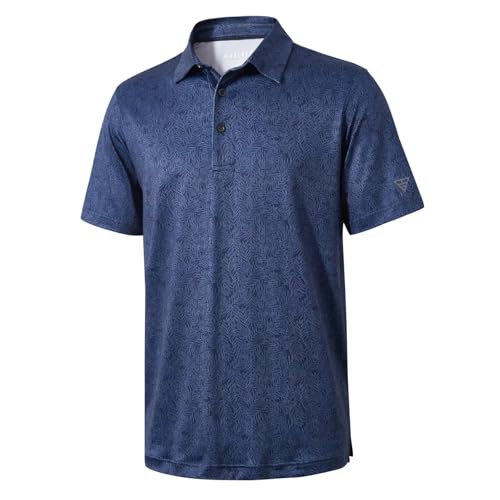 Image of Golf Shirts for Men Dry Fit Short Sleeve Print Performance Moisture Wicking Polo Shirt