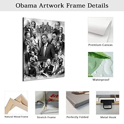 Lzimu African American Men Canvas Wall Art Barack Obama Martin Luther King Malcolm X People Picture Prints Black History Posters Black And White Wall Decor Ready To Hang (12"X18" (30X45Cm)) #TOP5