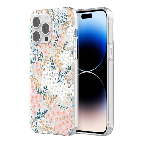 Coque iPhone 14 Pro Max de luxe Kate Spade Rose Florale et Vert
