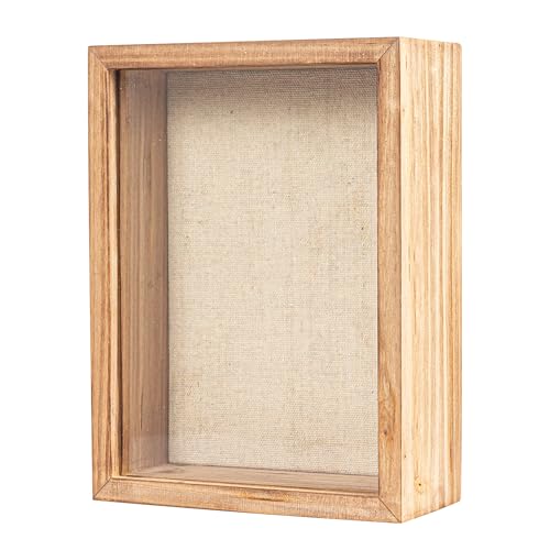 Image of Shadow Box Frame 6x8 Shadow Box Display Case with Linen Back of Awards Memorabilia Flower, Pictures, Keepsakes、Bouquet、Medals and More Photos Memory Box