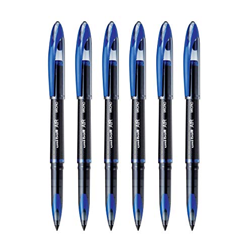 Image of uni-Ball UMR-10 Refill & Uniball Air UB188M Roller Ball Pen Set - Pack of 6 (Blue)