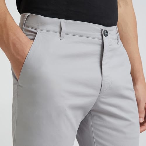 Image of Colorplus Men's Cotton Blend Solid Piece Dyed Pattern Contemporary Fit Flat Front Casual Trouser