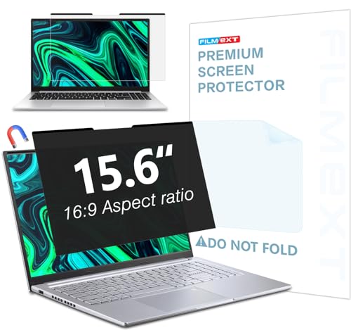 Image of FILMEXT Magnetic Laptop privacy screen 15.6 inch for 16:9 Widedisplay | Removable Laptop Privacy Screen Shield Anti Glare Blue Light Filter Compatible with HP /Dell /Acer /Lenovo /Asus