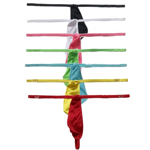 Mens Ice Silk T Back Thong Solid Color Sexy Low Rise Panties