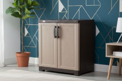 Image of Prima Viva-1 Plastic Storage Cabinet (Small H 2 Ft x W 2 Ft x D 1.6 Ft) | 2 Compartments Multipurpose Organizer for Home & Office | Strong, Stylish & Spacious Cupboard for Clothes & Essentials