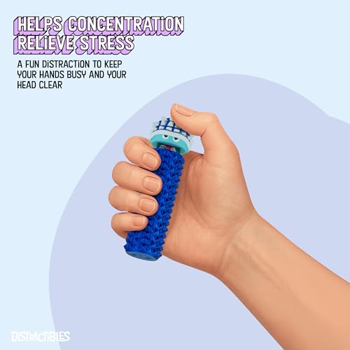Image of Distractibles Shelly - Sensory Fidget Clicker, Textured Pain Stim Device, Stress Relief for Focus and Concentration (Neon BlueSteel)