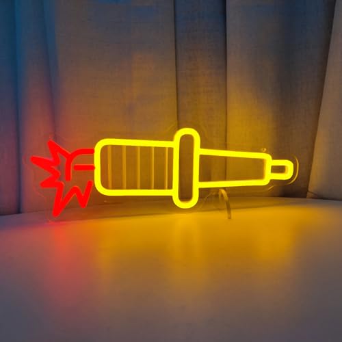 Image of Spark Plugs Neon Signs for Wall Decor, 16.2 * 5.8 Inches Led Lights Sign for Garage Car Stores, Bedroom, Birthday Party Decoration, Christmas, INSNEnN