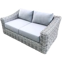 Maykoosh Asian Style Aluminum Frame Love Seat with Olefin Cushions - Outdoor Seating