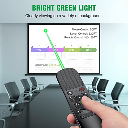 Image of Presentation Clicker Mouse Control with Green Light for PowerPoint Presentations, Wireless Presenter Remote Control Slide Clicker for Classroom Office