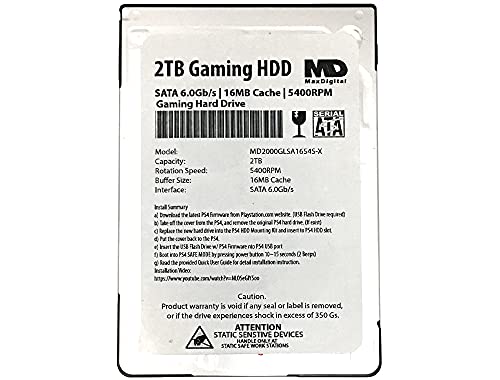 Image of MaxDigitalData (MD2000GLSA1654S-PS) 2TB 5400RPM 8MB Cache (7mm) SATA 6.0Gb /s 2.5inch Gaming Hard Drive (for PS4) - 2 Year Warranty
