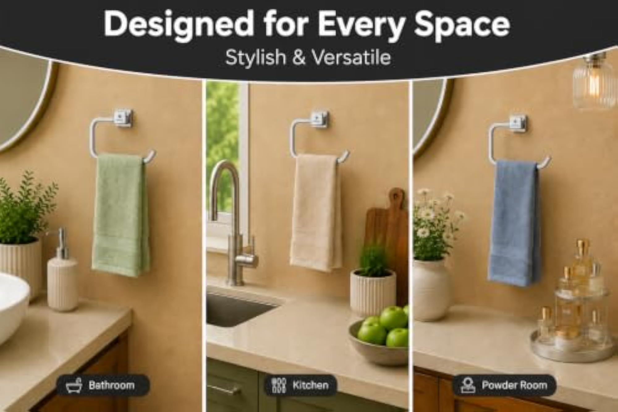 SS304 Stainless Steel Towel Holder for Bathroom, Wall Mounted