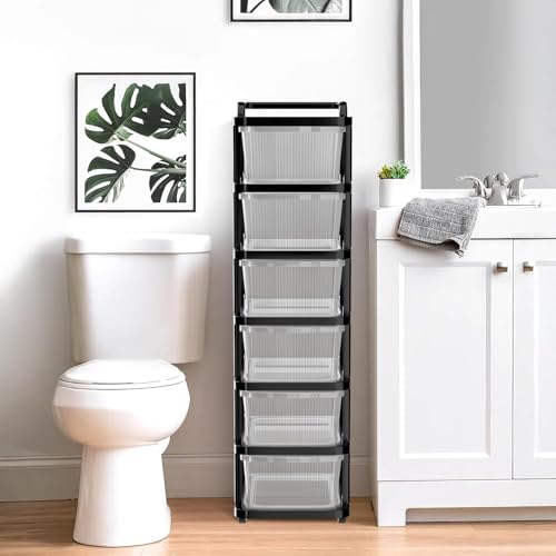 Image of TEKCOOL Plastic Drawer Organizer Self Standard Rectangular Multi Purpose Modular Drawer System Large Chest of Drawer Organizer for Home Office,Product Dimension When assembeled (6xl, Transparent hex);