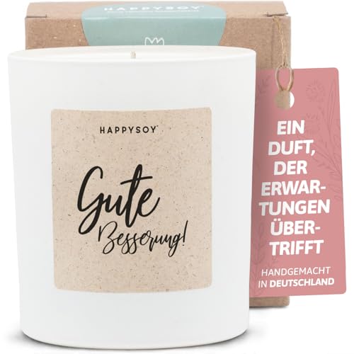 Gute Besserung Geschenke - Vela aromática con texto en alemán 'Health, Aufmunterung, Geschenkidee Sanessungswünsche - Handgemachte Kerze - Soja wachs - Weiß