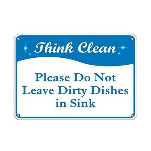 GYQYJPFZM Funny Metal Sign Dirty Dishes Rule Sink Cleanliness Humor Wall Plate for Man Cave Basement 8 X 12 inch