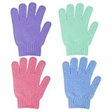 Sibba 4 X Peeling-Duschhandschuhe Doppelseitig Peeling-Badhandschuhe Dusche Körperschrubber Handschuh Abgestorbene Hautentferner Peeling FäUstlinge NatüRlicher KöRper Luffa Waschlappen Badezubehör B